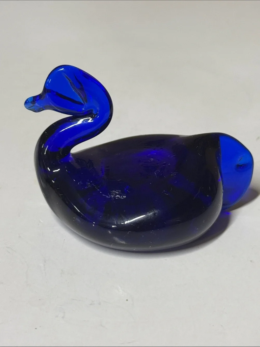 Pairpoint Cobalt Blue Glass Swan Figurine 34% Lead Crystal hand blown 3” long